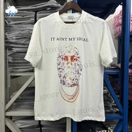 T-shirts masculins masque à fleurs surdimensionnée Hip Hop Imprimée T-shirt High Strt ih Nom Uh Nit Paris T-shirt 100% coton noir blanc t Tops T240419