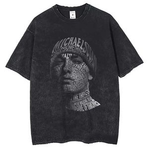 T-shirts pour hommes Hip Hop Rétro Harajuku T-shirt décontracté Rap Singer Fun Lettre Portrait Trou d'impression T-shirt Street Robe à manches courtes 2024 Uni J240319