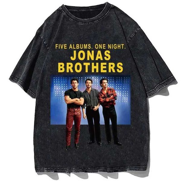T-shirts masculins Hip Hop Rock Band Jonas Brothers Imprimé T-shirt vintage Coton Extra Large T-shirt Fashion Mens Casual Street Clothing T-shirt Topl2405