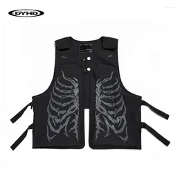 Mannen T-shirts Hip Hop Skeleton Print Vest Mannen Gothic Punk Y2K High Street Harajuku Casual Mouwloos Vest schedels Jas