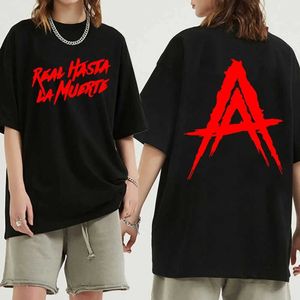 T-shirts masculins Hip Hop Streetwear Anuel aa Real Hasta La Muerte Mens / Womens Graphic T-shirt Fashion Rap Singer T-shirt Loose Cotton T-shirt Q240517