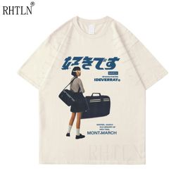 Mannen T-shirts Hip Hop Streetwear Harajuku T-shirt Meisje Japanse Kanji Print T-shirt Mannen Zomer Korte Mouw T-shirt Katoen losse Tops Tees 230710