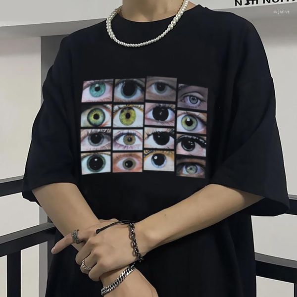T-shirts pour hommes Hip Hop Streetwear Shirt Eyes Imprimé Harajuku Graphic T-Shirt Cotton Casual Tshirt Summer Short Sleeve Tops Tees Unisex