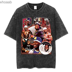 T-shirts hommes Hip Hop Streetwear T-shirt 50 Cent Rapper Print Shirt Style américain Hommes Femmes Vêtements Qualité Coton Surdimensionné Tee-shirt à manches courtes 240130