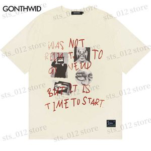 T-shirts pour hommes Hip Hop Streetwear T-shirt Harajuku Lettre graphique Imprimer T-shirts à manches courtes Hommes Mode d'été Casual Coton T-shirt en vrac T230512