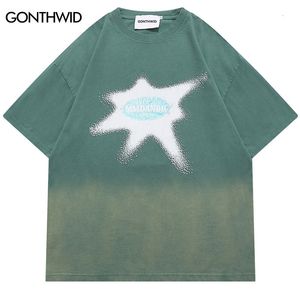 Camisetas de hombre Hip Hop Streetwear Camiseta lavada Estampado gráfico vintage Tie Dye Gradient Camiseta Harajuku Punk Gothic Camisetas sueltas Top 230506
