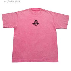 T-shirts pour hommes Hip Hop Strtwear Anime Graphic Print T-shirt Hommes Lavé Abricot Oversize Tshirt Été Coton Court Slve Ts Y240321