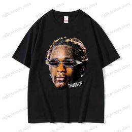 T-shirts voor heren Hip Hop T-shirt Rap Singer Young Riot Rood Zeldzaam Retro Grafisch T-shirt Heren Grote maten Straatkleding Zomer Katoenen top T240122