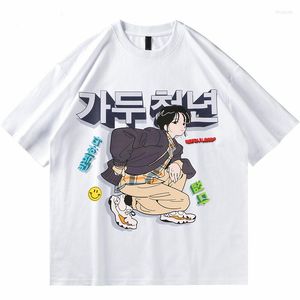 T-shirts pour hommes Hip Hop Tshirt Hommes Blouse Harajuku Dessin animé coréen Imprimer T-shirt surdimensionné Top Coton Casual Summer Vêtements à manches courtes