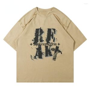 Hommes t-shirts Hip Hop Vintage chemise hommes surdimensionné Streetwear rétro lettre imprimer Harajuku été vêtements décontractés lavé vieux haut t-shirts