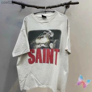 T-shirts hommes Hiphop Streetwear Saint Michael épaule Drop T-shirts coton blanc col rond à manches courtes hommes femmes Vintage Saint T-shirt Q240201