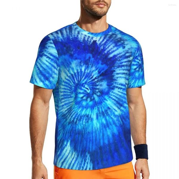 Camisetas para Hombre Hippie Tie Dye Camiseta Hombre Azul Arte Moderno Y2K Camisetas Deportivas Casuales Transpirables Camisetas De Moda De Verano Gráfico De Gran Tamaño