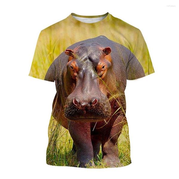 Camisetas de hombre Camisetas de hipopótamo Animal Hippo Impresión 3D Streetwear Hombres Mujeres Moda Camisa de manga corta de gran tamaño Camisetas para niños Tops Ropa