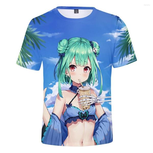 T-shirts pour hommes Hololive VTuber Uruha Rushia 3D Printemps Été Style Preppy Hommes / Femmes Vêtements de rue T-shirt Jeune Kawaii Rétro I Hommes