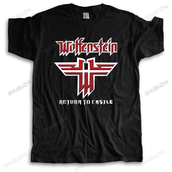 ¡Camisetas para hombre, camiseta de verano para hombre, camisetas con cuello redondo de marca, raras! Wolfenstein Logo Famoso Video Moda Algodón Unisex Camiseta Euro Tamaño