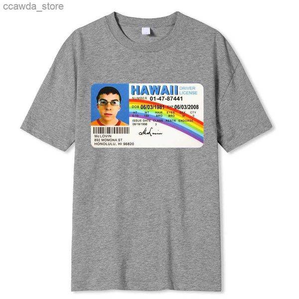 Camisetas para hombre Camiseta Homme Camiseta de verano para hombre Camiseta Mclovin Tarjeta de identificación Superbad Geek Camiseta de algodón para hombre Camiseta unisex Adolescentes Ropa suave fresca Q230102
