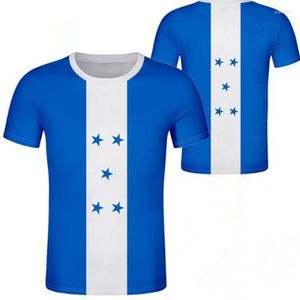 T-shirts pour hommes Honduras Jeunes hommes sur mesure Nom Numéro Chemise Nation Drapeaux Hn Pays Imprimer Po Honduras Espagnol Vêtements décontractés
