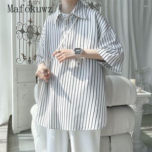 T-shirts pour hommes Style Hong Kong 2023 Été Stripe Ice Silk Pull Chemise À Manches Courtes Col Polo Lâche Grand Haut