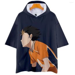 T-shirts pour hommes à capuche 3D Anime Print T-shirt à manches courtes Fashion Top Hip Hop Round Cap Collar Half