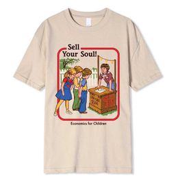 Camisetas para hombres series de cómics de terror Sell Your Soul Economics for Children Men Tshirts Fashion T Shirts Loose Cotton T Clothing Strt Camiseta T240505