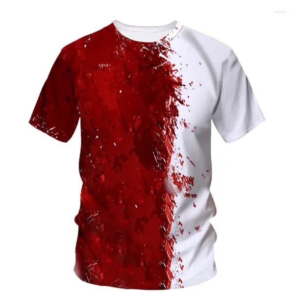 Camisetas para hombre, camiseta de verano con estampado 3D de sangre de Hip Hop de terror, camisetas de manga corta con cuello redondo, camisetas casuales holgadas a la moda para hombre