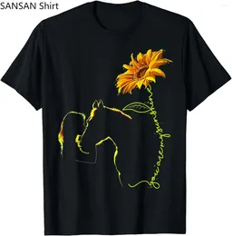 T-shirts voor heren Paardenmeisje Zonnebloem Paardrijden Paardensportliefhebber Heren Dames Zwart T-shirt met korte mouwen