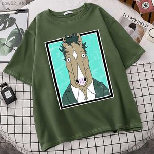 T-shirts pour hommes Horseman Personnalité Modèle T-shirts Hommes Tendance Coréenne Tops À Manches Courtes S-3XL Mâle Chemise Design Drôle Homme T-shirts Q240201