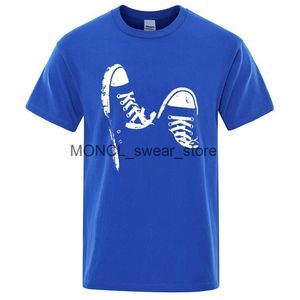 Camisetas para hombres Venta caliente 100% Algodón informal de manga corta Zapatos de skate Mombres de verano ropa transpirable Mangas de gran tamaño unisex H240408