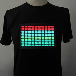 T-shirts voor heren Hot Sale Christmas Party Sound Active Leding Led El Panel Sound Activated Flashing Led Panel T-shirt J240409