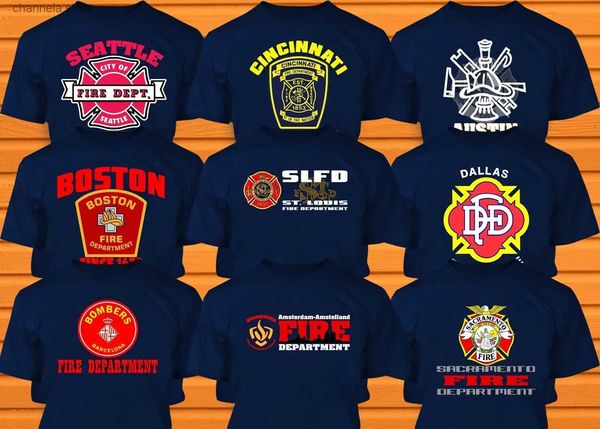 T-shirts hommes Vente chaude Hommes Coton Mode T-shirt Nouveau Pompier Pompier Fire Dept Unisexe Marine T-shirt Casual Tees Chemise Harajuku T240227