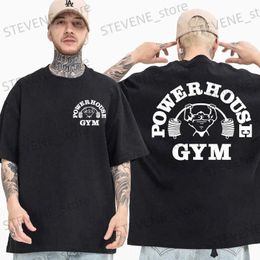 T-shirts voor heren Hot Sale Powerhouse Gym Print T-shirt Heren Dames Casual Mode Oversized T-shirt Hoge kwaliteit puur katoen Korte Slve T-shirts T240325