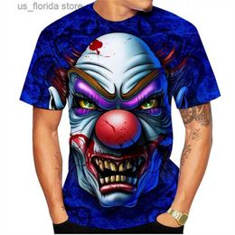 Heren T-shirts Hot sales Mode Heren Dames T-shirt 3D Printing Killer Klowns Zomer Casual Unisex Hip Hop Cool Korte Slve Horror Tops Y240321