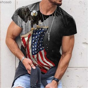 T-shirts pour hommes Vente chaude Usa Flag Stripes Stars T-shirt pour hommes 3D Imprimer Eagle American Flag Hommes T-shirt Summer Top Tee Lâche surdimensionné-chemise 240130