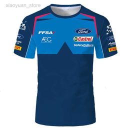 Heren T-shirts Hot Selling WRC Ford Team Coal Signed Castor Oil Snel droge ademende sportronde Ronde Nek Korte mouw Casual groot formaat T-shi M230409