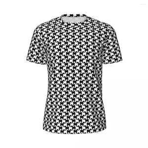 T-shirts pour hommes Houndstooth avec chiens Sportswear T-shirt d'été noir et blanc M Design Vintage Hippie Tshirt pour homme personnalisé Top Tees