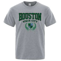 T-shirts masculins Houston Space City Lettre hip hop t-shirts hommes respirants t-shirts d'été Vêtements surdimensionnés lâches coton coton décontracté slve y240509