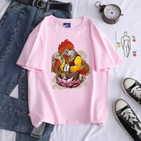 Camisetas para hombre Huaxia Zodiac Xiangyun Chicken Support Boy estampado estilo Hong Kong algodón europeo y americano mangas cortas