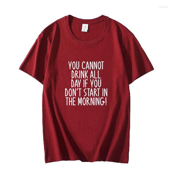 Camisetas para hombre Huikoo Tallas grandes Hombres Hipster Humor Letra Cuello redondo Algodón Manga corta Camiseta holgada Tumblr No puedes beber todo el día