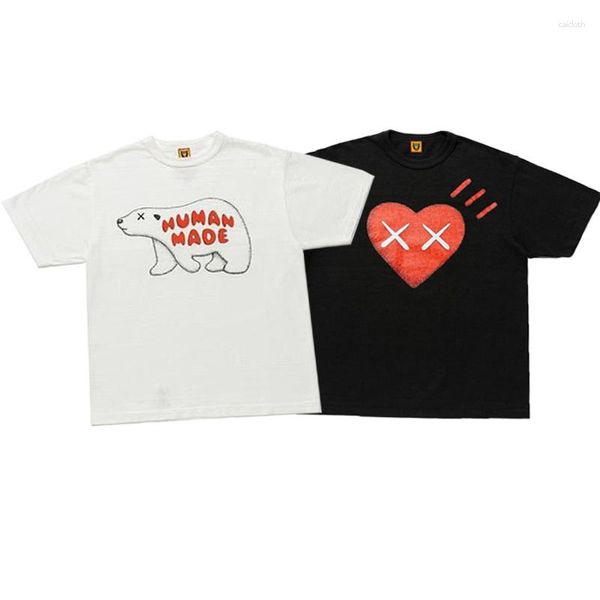 Camisetas para hombre Human 2023 Made Love Polar Bear Print Pareja Bambú Algodón Cuello redondo Manga corta Hombres y mujeres Camisetas TX389