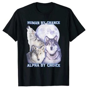 Heren T-shirts Menselijk Toeval Door Keuze Wolf Mannen T-shirt Leuke Wolf Grafisch Uitgaand Extravert Sociaal Vlinder Zeggen Tee