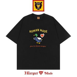 T-shirts pour hommes HUMAN MADE Marque japonaise à la mode imprimée amusante à manches courtes pour hommes et femmes en pur coton lâche vent paresseux mode demi-manches assorties