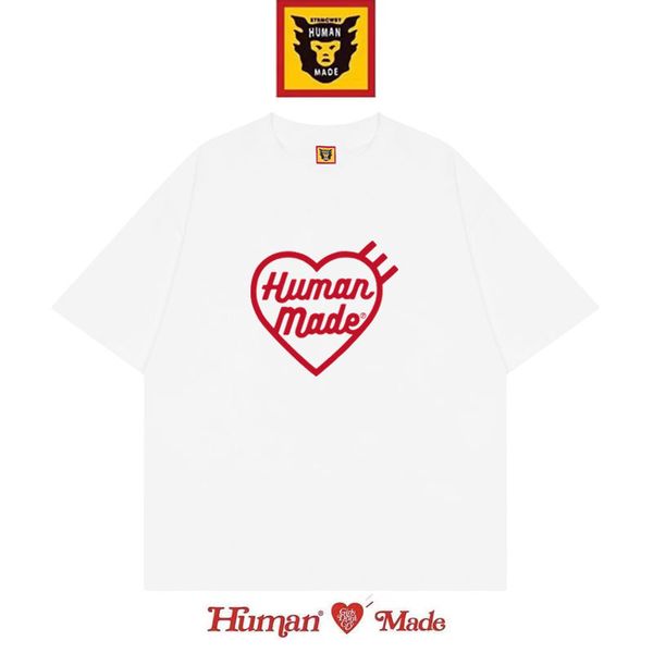Camisetas para hombres HUMAN MADE Marca de moda japonesa divertida manga corta para hombres y mujeres diseño de algodón puro sentido nicho cuello redondo suelta media manga