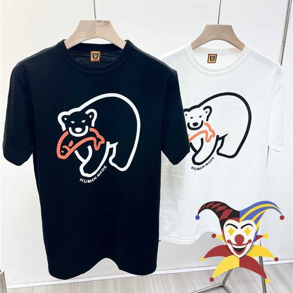 T-shirts pour hommes T-shirt fait par l'homme hommes femmes ours polaire mangeant du poisson T-shirt T-shirts harajuku chemise T221202