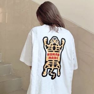 Heren T-shirts Menselijk gemaakte T-shirts Mannen Vrouwen Harajuku Japanse Straat Borst Liefde handgeschilderde Tijgerprint T-shirt Mode Oversized Top Tees 230802