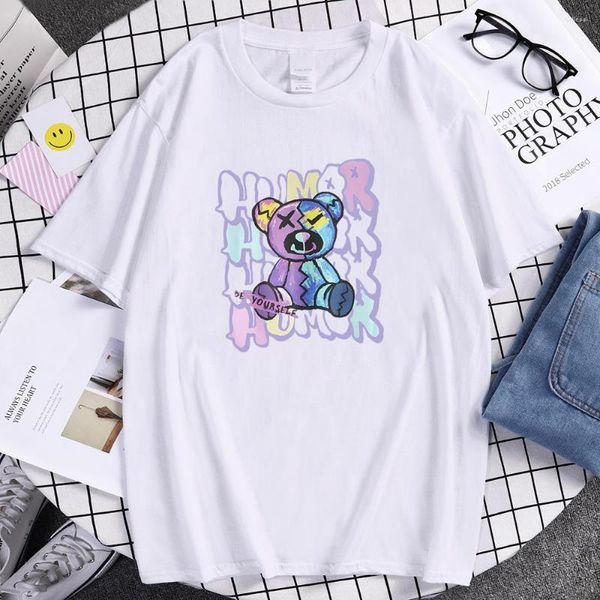 T-shirts pour hommes Humour Graffiti Teddy Bear Be Yourself Imprimer Sport Spirituel Chemise Mâle Coton Respirant Top Cool Doux T-shirt Pour Hommes