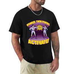 T-shirts masculins T-shirt humoristique T-shirt Wonder Twins T-shirt Wonder Twins Twin Power Activate T-shirt Humourd T-shirt New Version T-shirt T240510