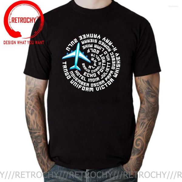 T-shirts pour hommes Alphabet phonétique humoristique pilote d'avion chemise d'aviation volante vêtements en coton T-shirt à col rond drôle idée cadeau T-Shirt