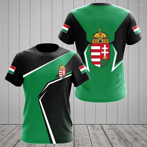 Camisetas para hombre, camiseta con estampado de bandera de Hungría, camisetas Unisex de manga corta de alta calidad, camisetas de cuello redondo, ropa informal de gran tamaño para la calle