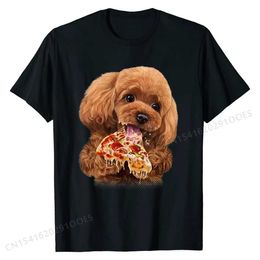 T-shirts pour hommes Hungry Poodle Swallows Pizza Dog - T-shirt Cotton Top personnalisé T-shirt de fête à chaud D240509