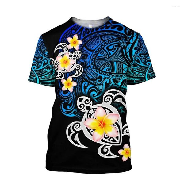 Camisetas para hombre HX Bohemia Camisetas Gráfico 3D Polinesio Tribal Patrón floral Jerseys Camisetas Poliéster Estampado Harajuku Ropa para hombres